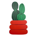 A stylized cactus painting in a red pot, featuring two green cactus segments in a stacked red container, set against a plain white background.