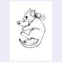 Illustration of a cat with a bow on a light purple background