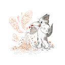 Illustration of an angry cat, holding a tea kettle and pouring boiling water on a pile of ice on the ground, melting it and creating steam.