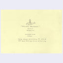 Backside of a square cream-colored artwork featuring a small hand-drawn fish in graphite on the upper half, with handwritten text below reading 'Hang above doorway to ward off bad energy from entering.'