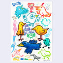 Raku (Mini) Gaki - Quathryn - "Bird Doodles"