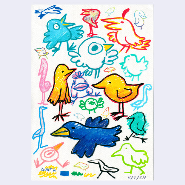 Raku (Mini) Gaki - Quathryn - "Bird Doodles"