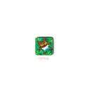 Small illustration of a cartoon red cat laying in grass.