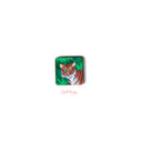 Tiny illustration of a cartoon tiger in greenery.
