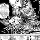 Black and white manga-style illustration with text and character expressions.