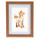 Illustration of a cute horse-like creature with flames for a mane and tail, with a lit candle wick atop its head.