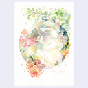 Colorful, warmly lit illustration of a cat smiling in the sun surrounded by colorful flowers and plants.