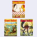 Three issues of 'Giant Robot' magazine with different covers on a white background.