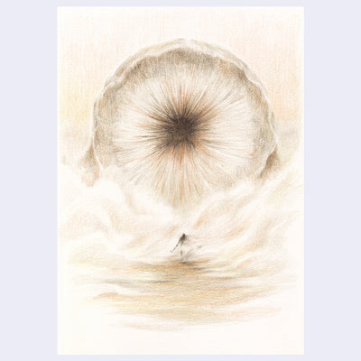Colored pencil illustration of the sand monster from Dune.