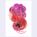 Illustration of a girl with an incredibly long neck, wrapped around her body like a snake.