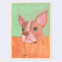 Illustration of a brown French Bulldog, close up.