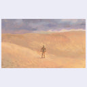 Painting of C3PO in a sand dune desert.