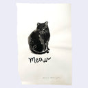 Black ink illustration of a black cat, sitting.