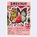 Illustration made to look like a card from a card game with a character from Madoka Magica and information about her below.