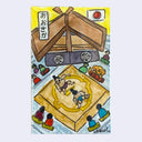 Painting of an aerial view of a sumo wrestler's ring.