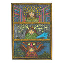 Illustration divided into 3 sections, each of a person seen from the chest up and looking straight. The first is dressed for space, the second is dressed as a deer and the final is dressed like a bat.