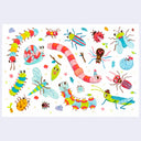 Doodle style illustrations of many bugs on one sheet of paper.