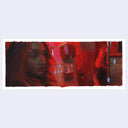 Painting based on a film still from Tangerine of a woman looking back over her shoulder in red lighting.