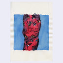 Ink illustrations of several portraits of the same woman's face, superimposed atop of one another to look like one form with many faces.