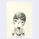 Illustration of Eightman, a well-known Japanese manga superhero with a sleek helmet and suit holding an issue of Giant Robot magazine.