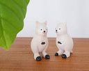 Set of 2 wooden figurines of a Quokka, standing on its large hind legs.