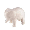 Wooden elephant figure on a white background