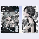 2 page book spread of 2 illustrations of girls, dressed in ornate, gothic style clothing with many accessories. 