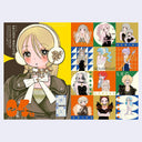 2 page book spread featuring illustrations of girls dressed in street fashion or high fashion attire, with many accessories.