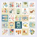 Bandana with many illustrated squares of animals dressed up.