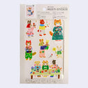 Pack of multi-sticker with cartoon animal characters on a light beige background