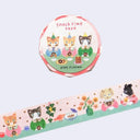 Decorative washi tape with cat illustrations and 'Snack time tape' text on a white background