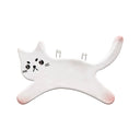 White cat-shaped hanger with black facial features on a white background
