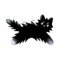 Black cat-shaped wall hanging sculpture on a white background