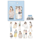 Amie sticker comic girl packaging with illustrations of girls in various poses on a white background.