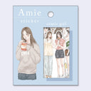 Amie comic girl sticker pack with illustrations on a light blue background