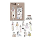 Sticker set with 'ennui girl' design by AMiE on a white background