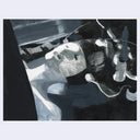 Black and white abstract art with geometric shapes