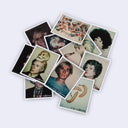 Collection of vintage-style portraits and images on a light background
