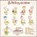 Promo graphic of a set of animal figurines in unique landscapes with crystals.