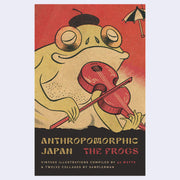 Book cover of 'Anthropomorphic Japan: The Frogs' with a frog playing a violin on a red background.