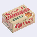 Small cardboard box made to look like produce packaging for apples.