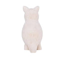 Wooden figurine of a Quokka, standing on its large hind legs.