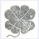Four-leaf clover design with text that reads "be my" on a white background