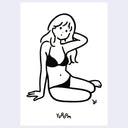 Black line drawing of a person in a bikini on a white background with 'Yuroom' signature.