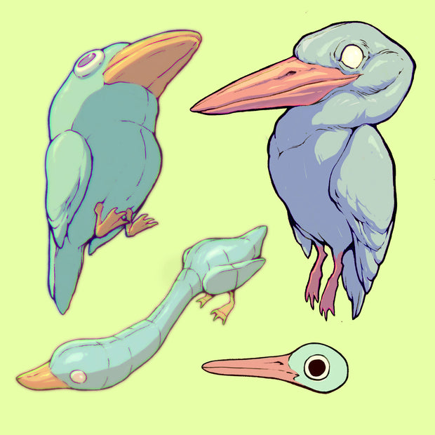 Pack of stickers containing 4 stylized stickers of herons.