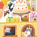 Happy Birthday Cat House - 3D Greeting Card