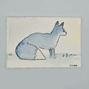 Blue fox illustration on a textured paper background