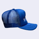 Blue snapback cap with mesh backing. Text reads "SAWTELLE" in large white sans serif font with "Japantown" written below in smaller, matching font.