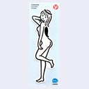 Sticker of a cartoon girl dressed as a Kappa, standing mostly nude aside from a turtle shell on her back. She has one leg lifted up and an arm behind her head.