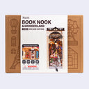 Product packaging for Rolife Book Nook - Arcade Dating, a miniature kit that builds a city scene within a building that fits on a bookshelf.